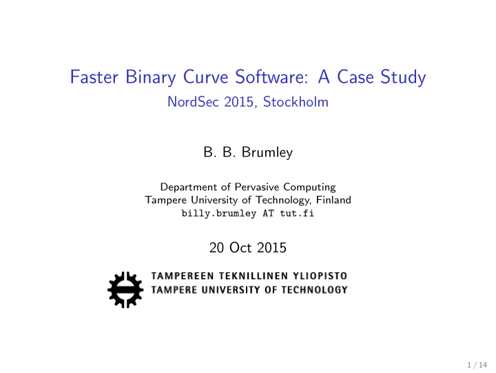 faster binary curve software a case study