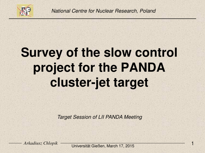 survey of the slow control project for the panda cluster