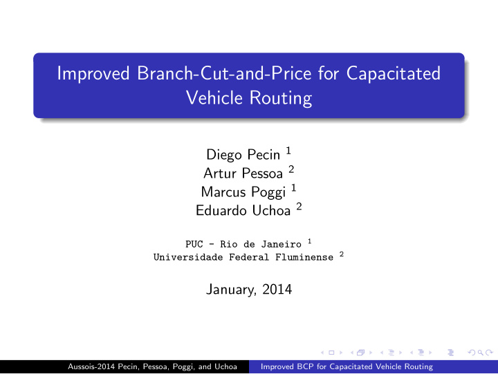 improved branch cut and price for capacitated vehicle