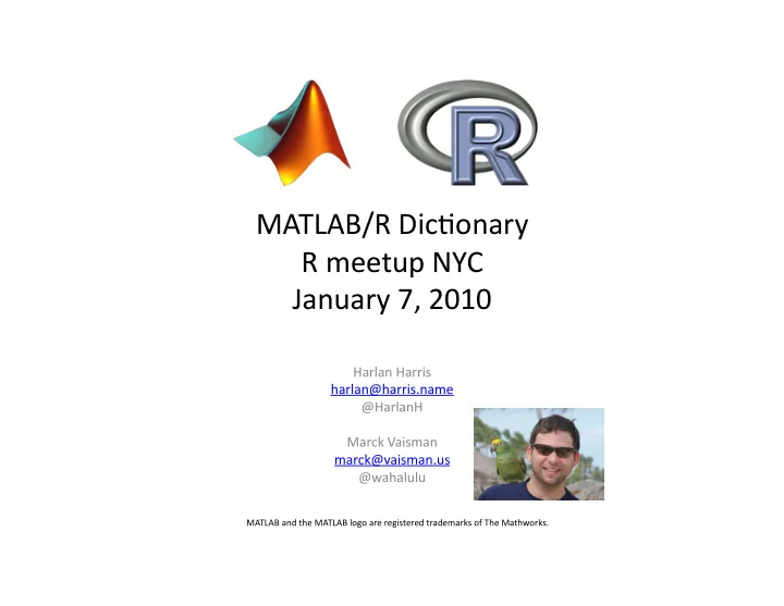 matlab r dic onary r meetup nyc january 7 2010