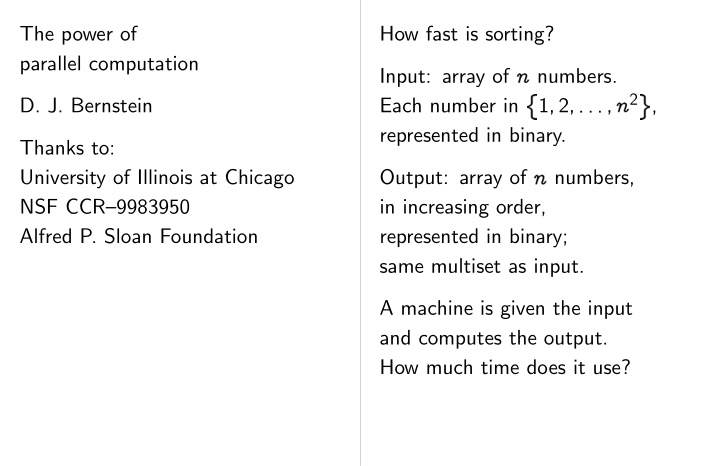 the power of how fast is sorting parallel computation