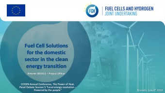 Fuel Cell Solutions  for the domestic  sector in the clean  energy transition Antonio AGUILO