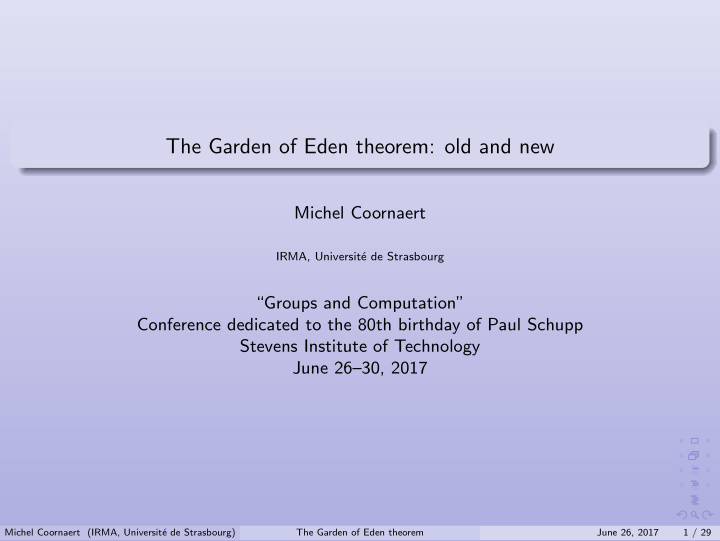 the garden of eden theorem old and new