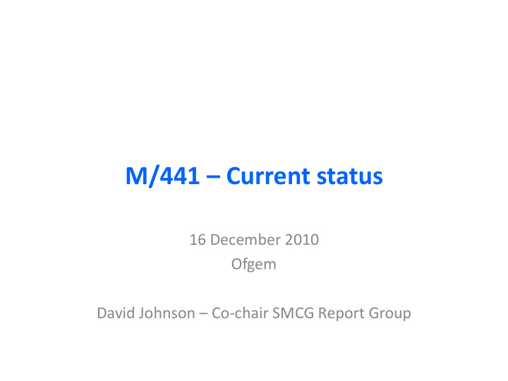 m 441 current status