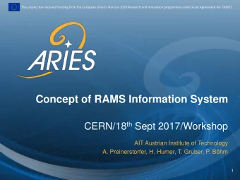 Concept of RAMS Information System CERN/18 th Sept 2017/Workshop  AIT Austrian Institute of