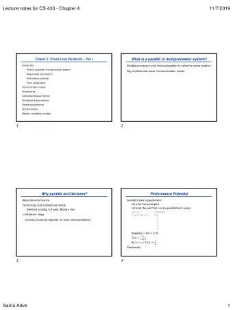 Lecture notes for CS 433 - Chapter 4  11/7/2019 Chapter 5: Thread-Level Parallelism  Part 1