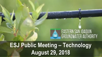 ESJ Public Meeting  Technology  August 29, 2018  Model Background  Water Resources Model  Over