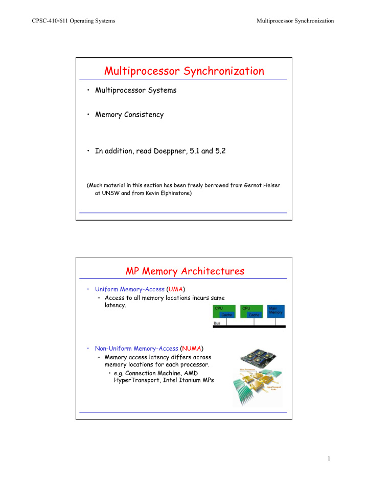 multiprocessor synchronization