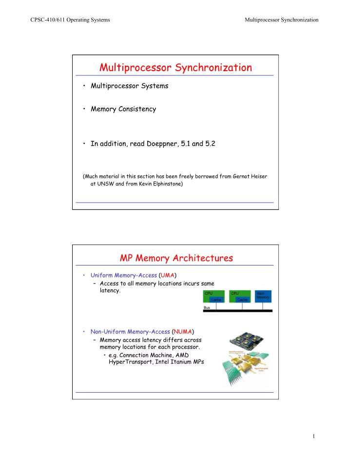 multiprocessor synchronization
