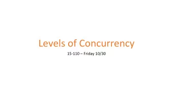 Levels of Concurrency  15-110  Friday 10/30  Learning Goals  Define and understand the