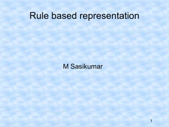 Rule based representation  M Sasikumar  1  Overview  Background  What/Why RBR  Forms of