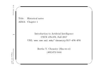 Title:  Historical notes  AIMA: Chapter 1  Introduction to Artificial Intelligence  1