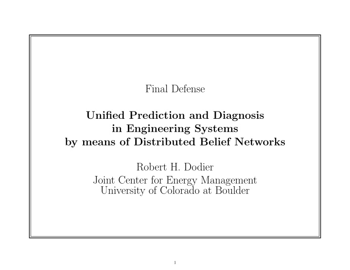 final defense unified prediction and diagnosis in