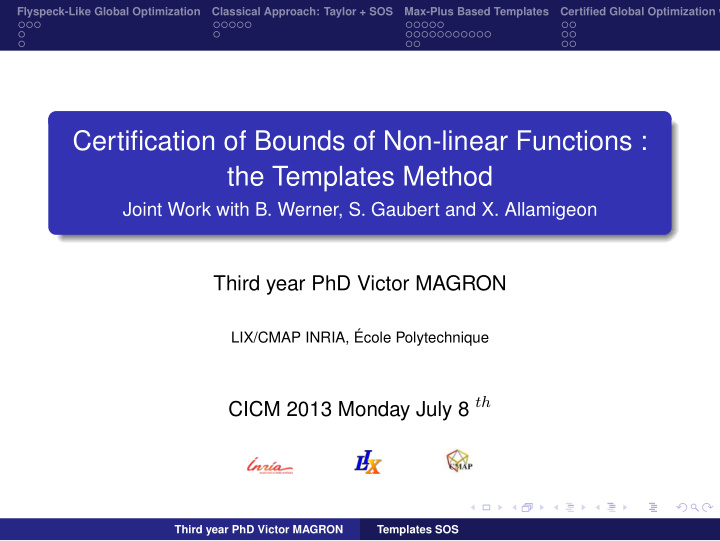 certification of bounds of non linear functions the