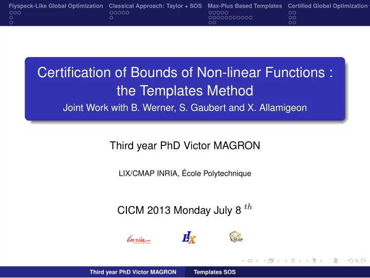 certification of bounds of non linear functions the