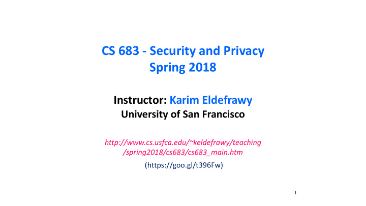 cs 683 security and privacy spring 2018