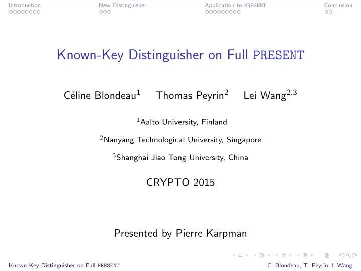 known key distinguisher on full present