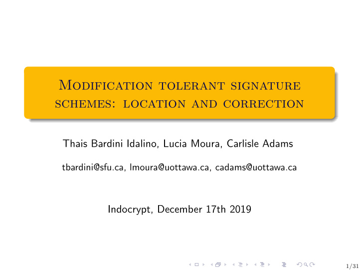 modification tolerant signature schemes location and