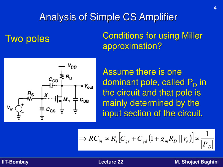 analysis of simple cs amplifier