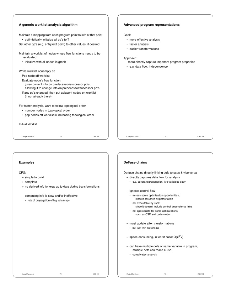 a generic worklist analysis algorithm advanced program