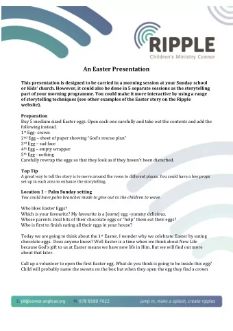 An Easter Presentation  This presentation is designed to be carried in a morning session at your