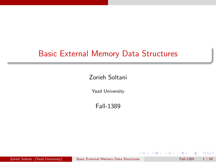 basic external memory data structures
