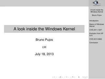 A look inside the Windows Kernel  CVE-2011-1237  Evolution from XP  to 8  Bruno Pujos
