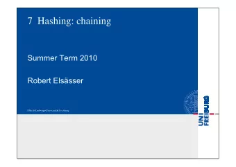 7  Hashing: chaining  Summer Term 2010  Robert Elssser  Robert Elssser  Possible ways of