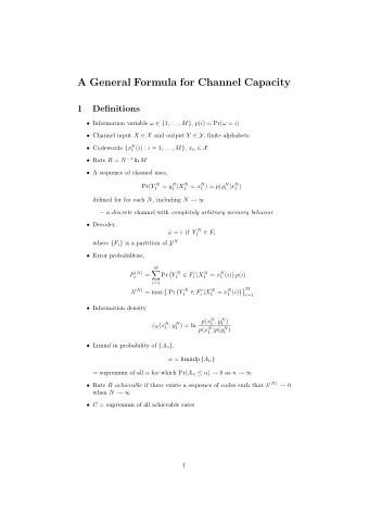 A General Formula for Channel Capacity  1  Definitions  Information variable   { 1 , . . .