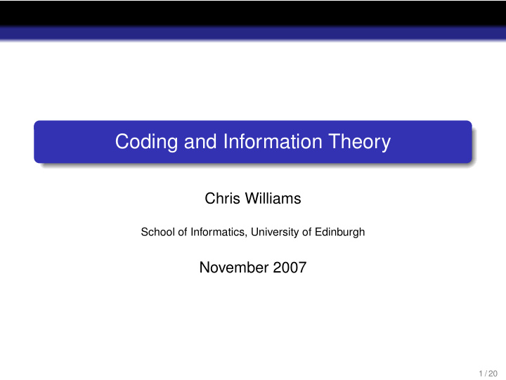 coding and information theory