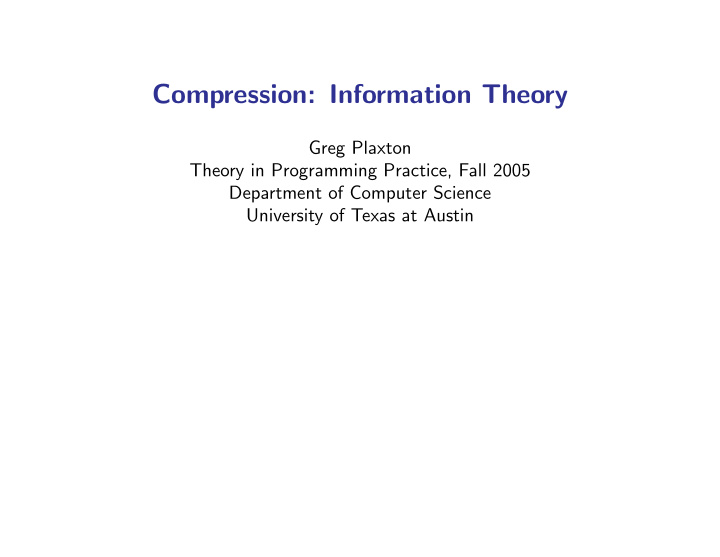 compression information theory