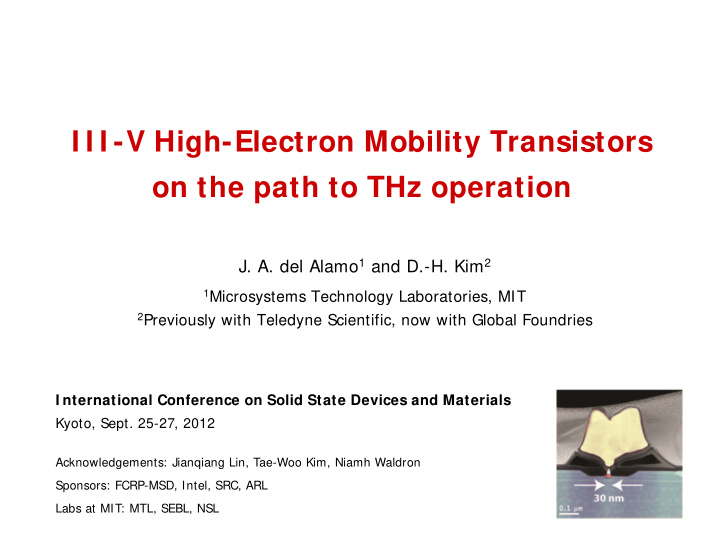 i i i v high electron mobility transistors on the path to