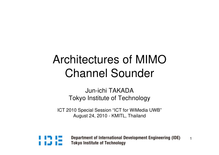 architectures of mimo channel sounder