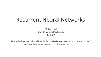 Recurrent Neural Networks  M. Soleymani  Sharif University of Technology  Fall 2017  Most slides