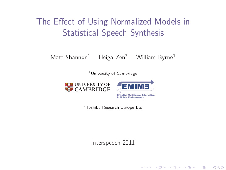 the effect of using normalized models in statistical