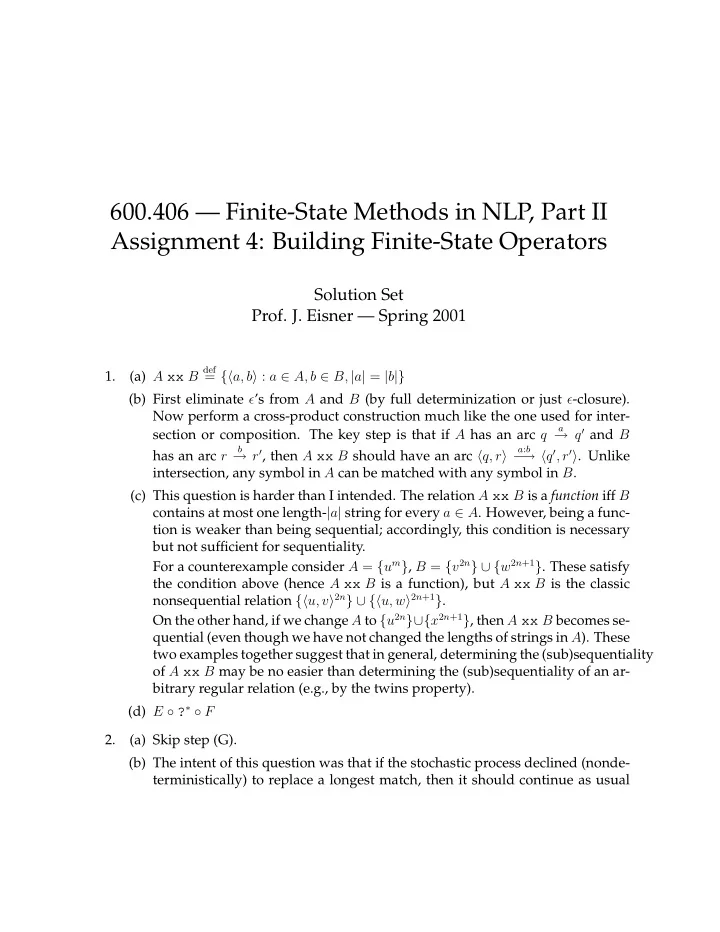600 406 finite state methods in nlp part ii assignment 4
