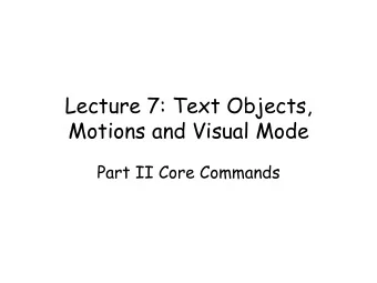 Motions and Visual Mode  Part II Core Commands  The World as Everyone Else Sees it  The World as