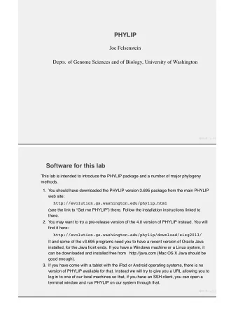 PHYLIP  Joe Felsenstein  Depts. of Genome Sciences and of Biology, University of Washington  PHYLIP