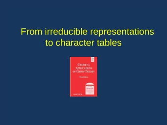 From irreducible representations  to character tables  Recapitulation  Recipe for generating a