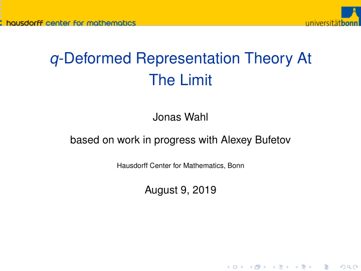 q deformed representation theory at the limit