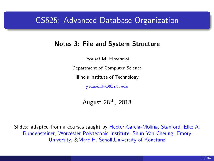 cs525 advanced database organization