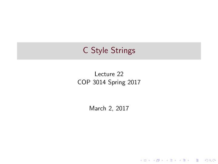 c style strings