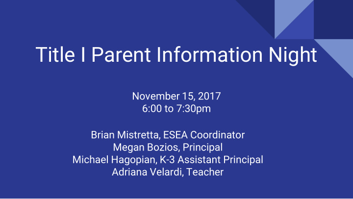 title i parent information night