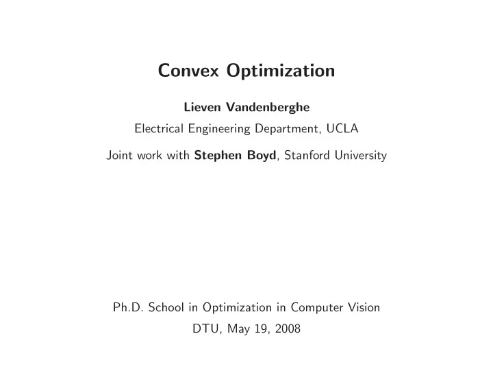 convex optimization