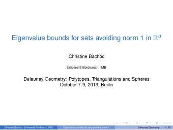 Sets avoiding norm 1  A subset A of R d avoids norm 1 if  x  y   = 1 for all x , y