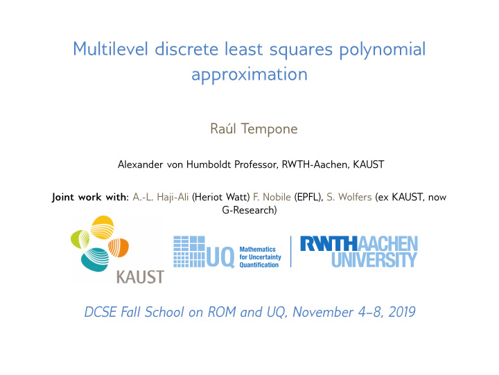 multilevel discrete least squares polynomial approximation