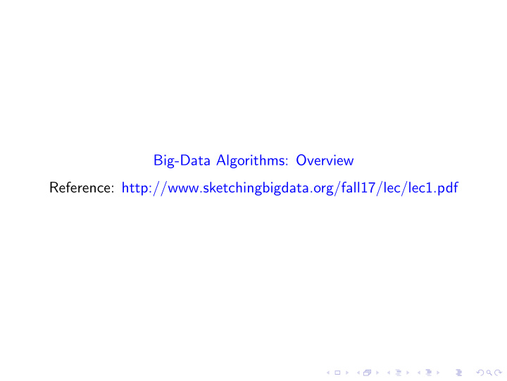 big data algorithms overview reference http