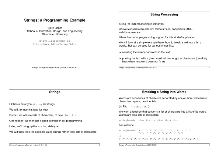 strings a programming example