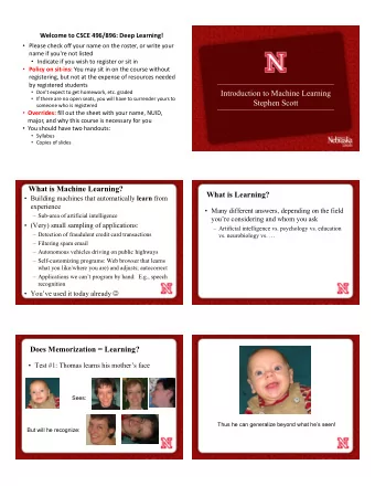 Introduction to Machine Learning  If there are no open seats, you will have to surrender yours