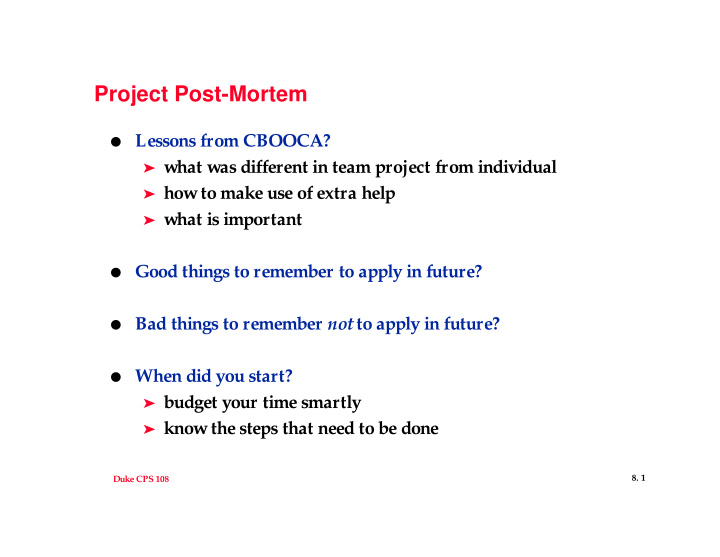 project post mortem
